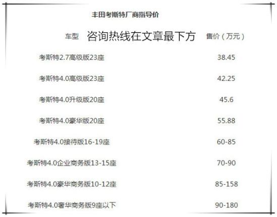 丰田考斯特7座报价 丰田考斯特房车价格