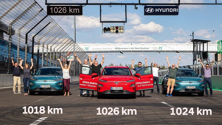 现代汽车KONA EV刷新纪录 充电一次成功行驶1026km