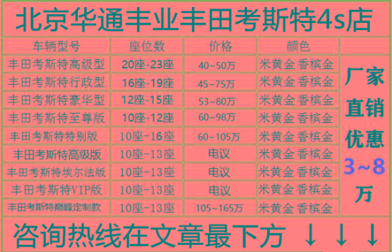 丰田考斯特15座报价 进口15座价格及图片