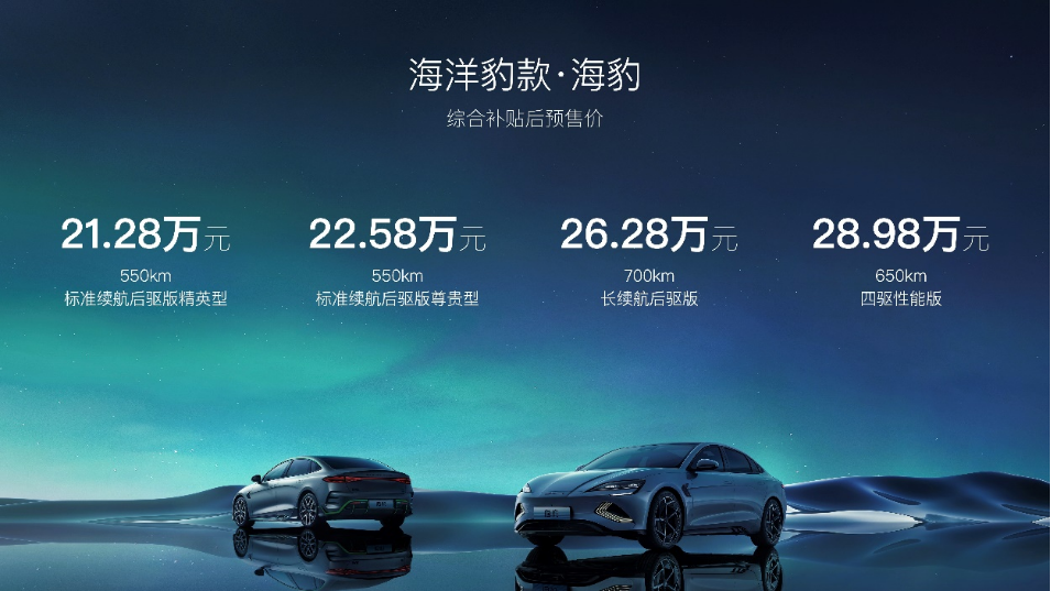 21.28万元起，比亚迪海豹预售正式开启，首次搭载CTB技术