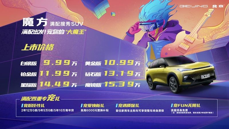 首款搭载HarmonyOS技术的燃油SUV 北京汽车魔方9.99万元起售