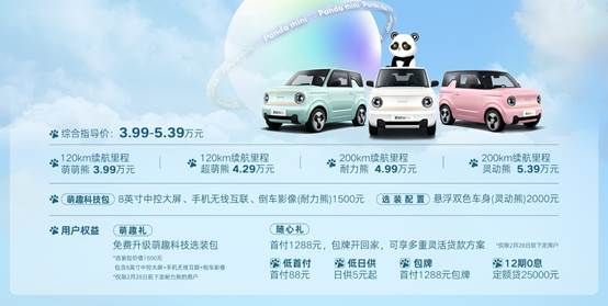 吉利熊猫mini正式出道3.99万元起售        