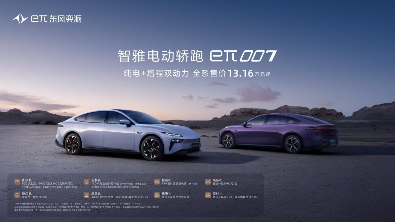 13.16万起售，eπ007增程版上市交付，综合续航1200km
