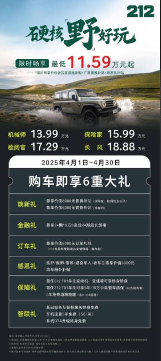 硬核“野”好玩  212 送“六重大礼”4月抢购倒计时