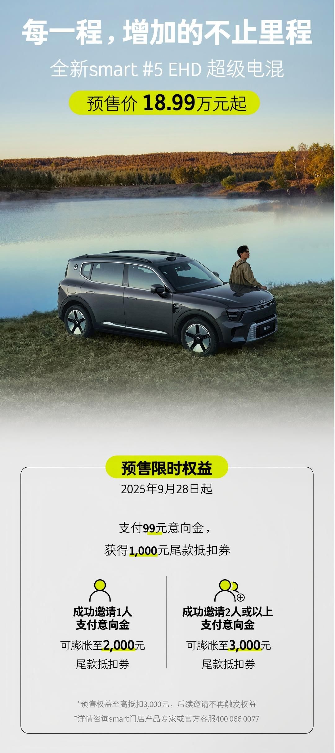 品牌首款插混车型 smart精灵#5 EHD预售18.99万起