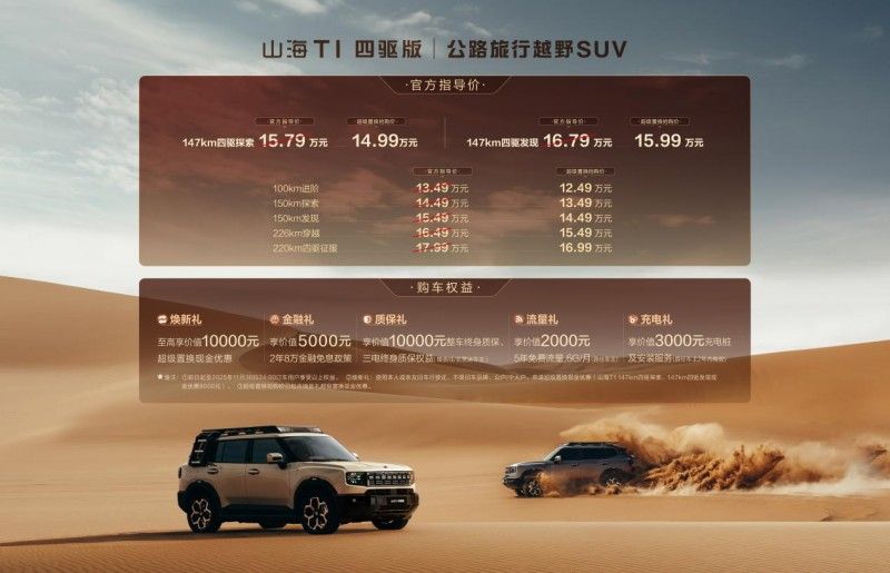 捷途山海T1四驱版正式上市，超级置换抢购价14.99万元起