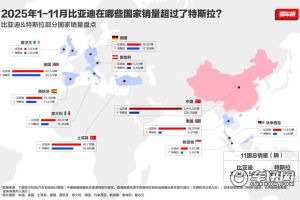比亚迪前十一月全球多市场夺冠 多国销量超越特斯拉