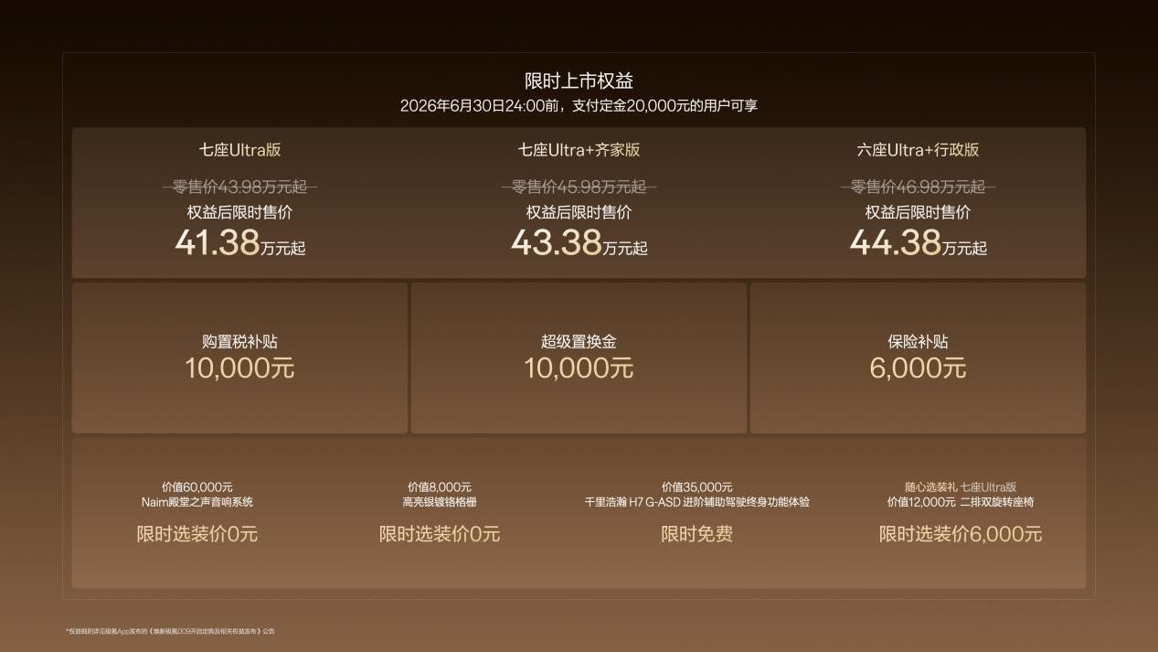焕新极氪009正式上市 限时41.38万起 豪华纯电MPV再升级